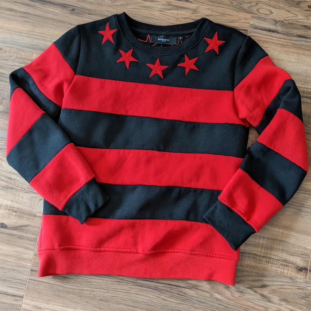 Givenchy Red Black Stripes Crewneck Sweatshirt